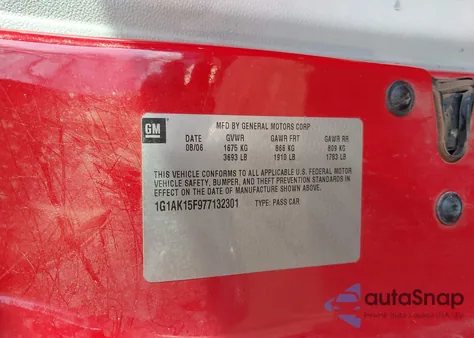 2007 Chevrolet Cobalt Ls z USA, uszkodzony, nr VIN 1G1AK15F977132301